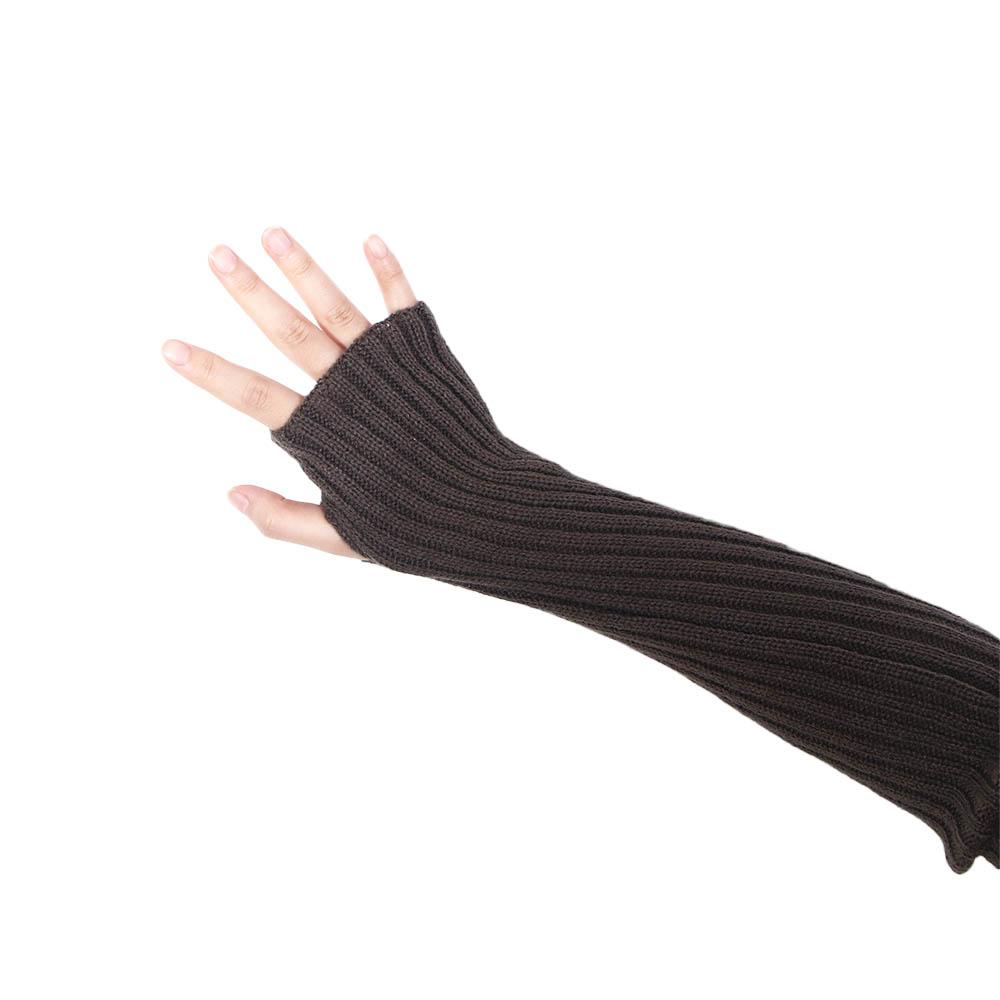 Color Fingerless Gloves Knitted Arm Warmers Wool Sleeve Cuff Elastic Gloves Female Arm Warmers