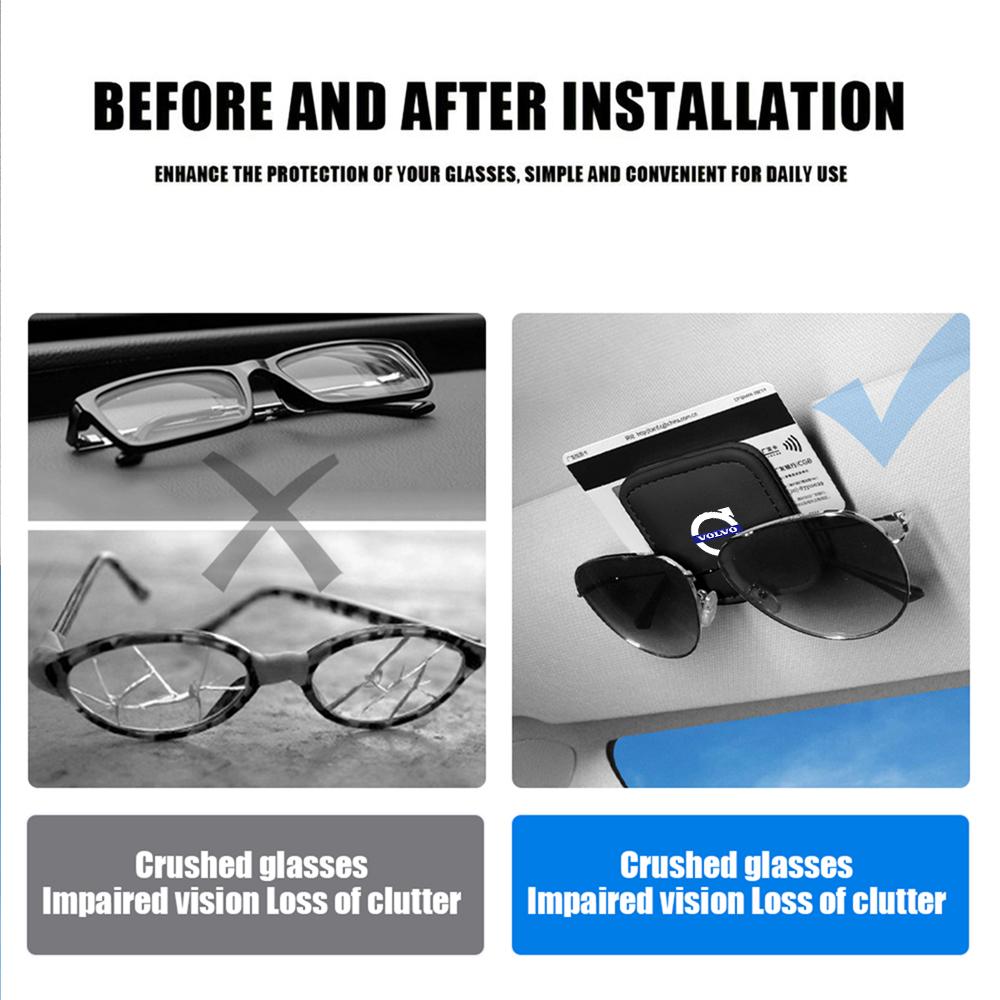 1Pcs Car Leather Glasses Clips Sun Visor Sunglasses Storage Fastener For Volvo Xc60 V50 V40 Xc90 S40 S60 S60 V90 V60 S90 Xc40