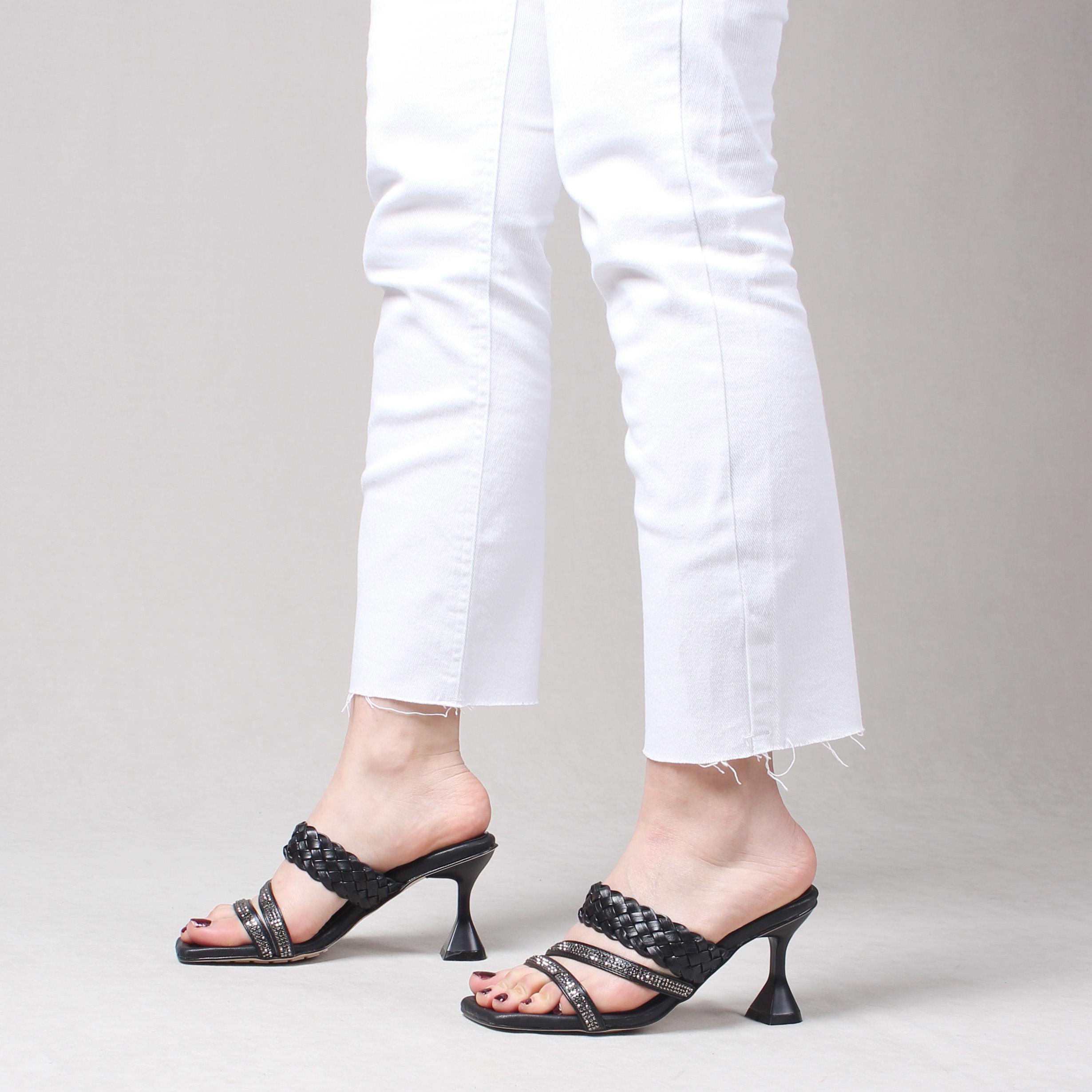 

Женские тапочки Черные вязаные туфли на низком каблуке повседневные удобные тапочки Летний сезон 2021 г.