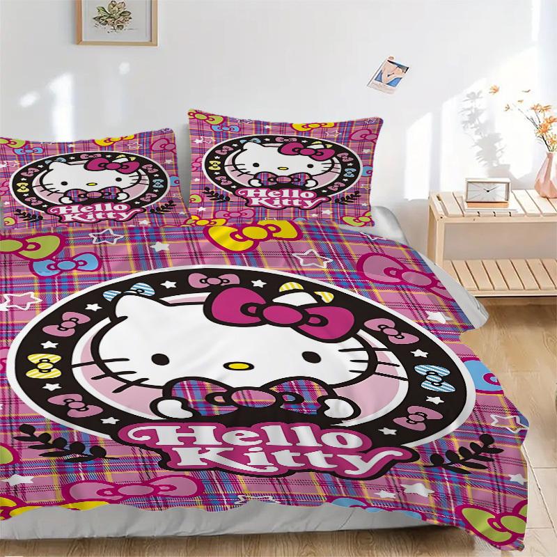 

3pcs Hello Kitty Duvet Cover Set, Includes 1 Duvet Cover and 1/2 Pillowcases (No Insert) yy251104193 135x200cm