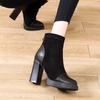 2026 Shoes for Women Ankle Women's Boots Platform Modern Boots Women Flock Back Zip Pointed Toe Chunky High Heels Shoes Female
