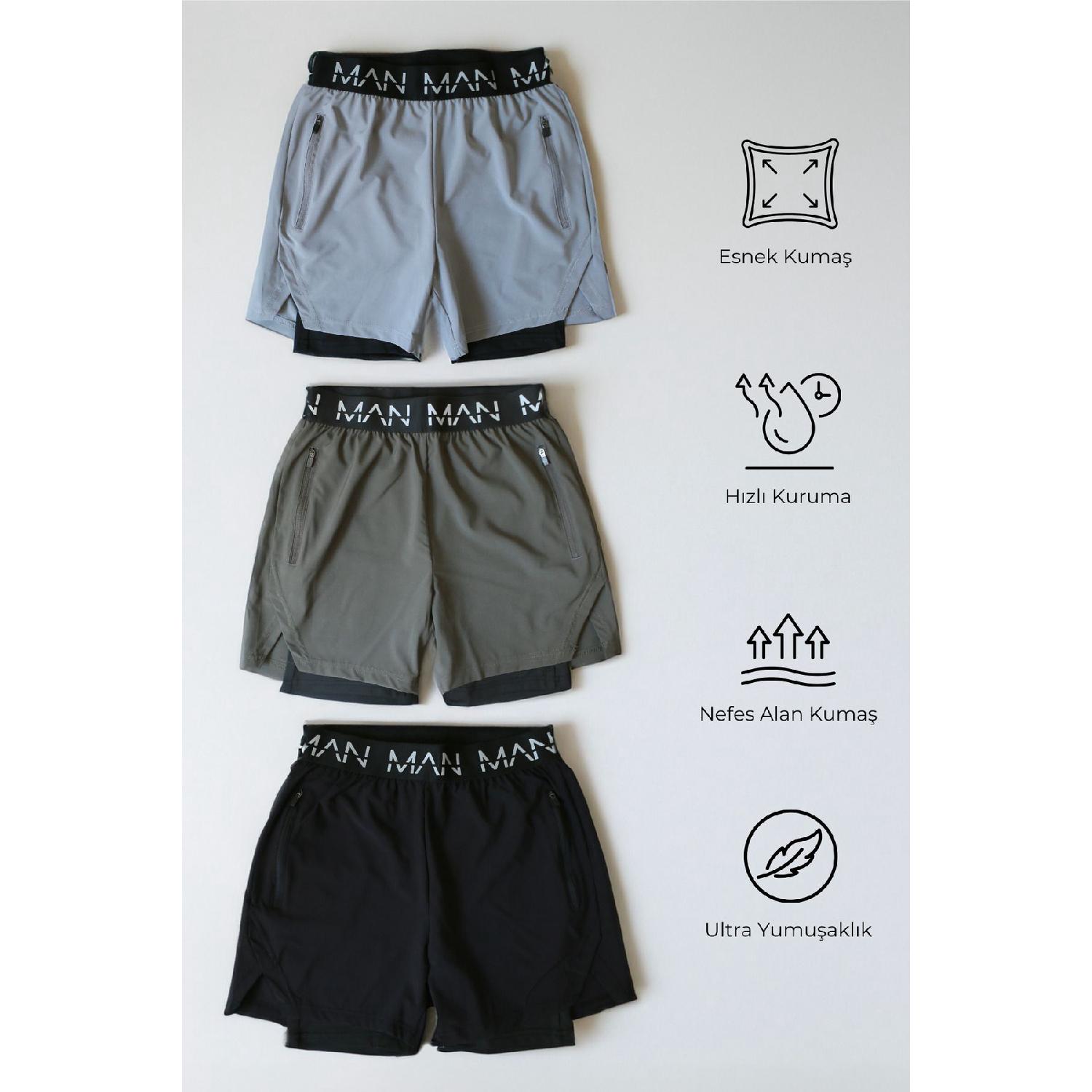 

| 3 Package | Unisex Gym And Fitness Lined Tights Written Tire Written Tire S чорний