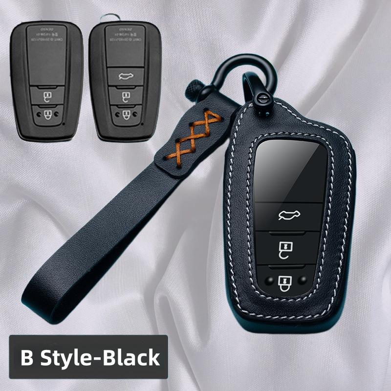 

Leather Remote Car Key Case Cover Shell 2/3 Button Key for Toyota Camry CHR Corolla RAV4 Avalon Land Cruiser Prado Prius 2017 - 2022 чёрный