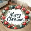 1pc Soft, Absorbent & Non-Slip Wish You A Merry Christmas Round Rug, Perfect for Entryway, Living Room, Bedroom Decor, Machine Washable Flan