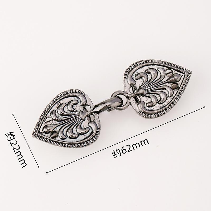 Hollow Metal Clasp for Qipao/Hanfu Collar, Frog Button for Coats & Scarves