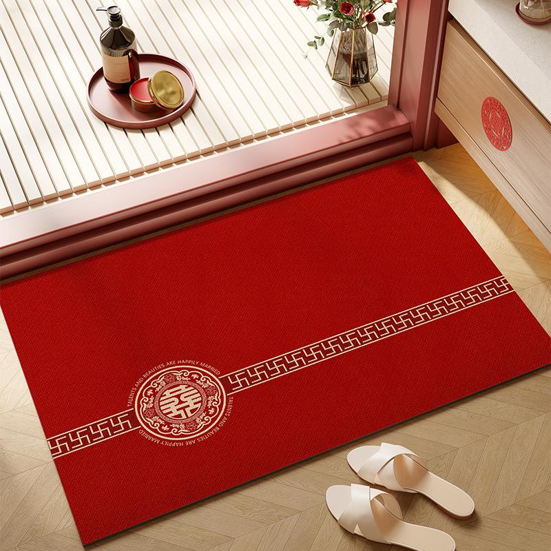 

Bathroom Mat Red Wedding Bathroom Floor Mat Absorbent Toilet Mat Quick Drying Diatom Mud Toilet Non-Slip Household 50x80cm