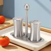 2 Buc. Sticlă Condimente Oțel Inoxidabil 304 Set Solniță cu Raft pentru Casă Restaurant