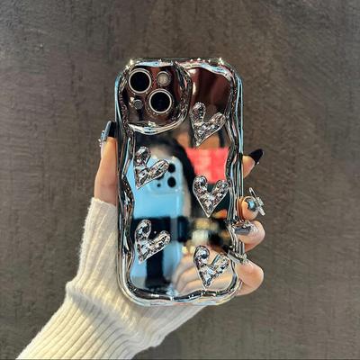 Підходить для чохла для мобільного телефону IPhone16 Promax Повністю закритий Гальванізований Ромбоподібний Любов 13 Apple 15 Протиударний Чохол 14 Креативність