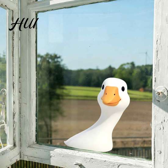Frosted Glass Privacy Film Cartoon Big White Goose Static Sticker, Removable PVC Decorative Personalized Space Ornament Decal, Creative Reusable