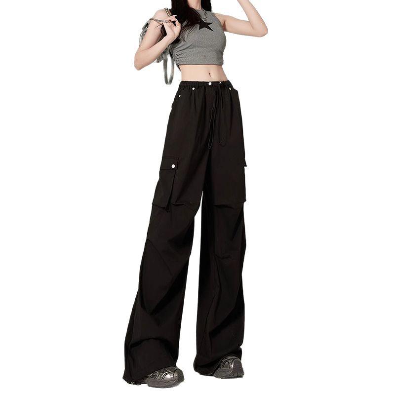 Women's Retro High-Waist Wide-Leg Quick-Dry Cargo Pants