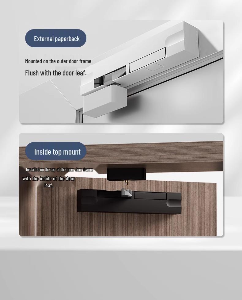 Invisible Wooden Door Closer with Rebound Damping for Outward Swing Doors