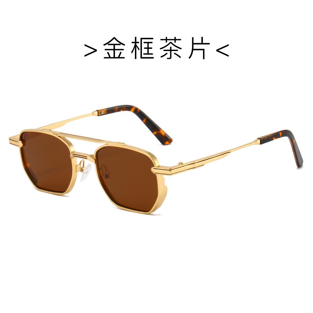 

Retro Double-Bridge Y2K Square Sunglasses, Metal Frame Enhances a Premium Vibe, Easy to Create Stunning Shots for Street Photogr коричневый