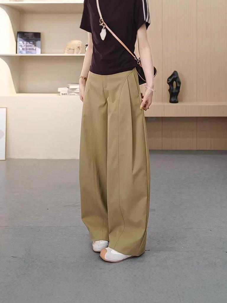 2025 Autumn/Winter Women's High-End Wide-Leg Slimming Straight-Leg Fashion Pants