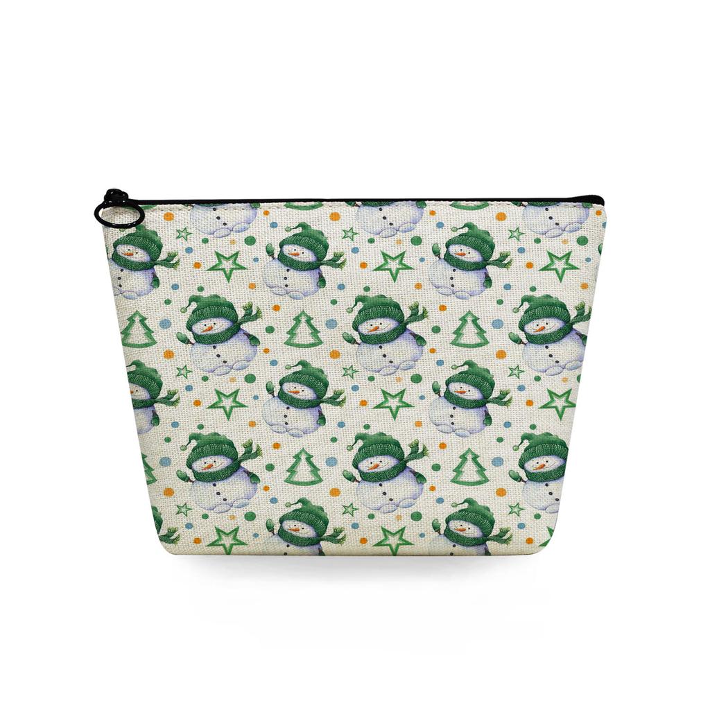 Women Christmas Snowman Print Cosmetic Bag Toiletries Organize Travel Storage Case  6367