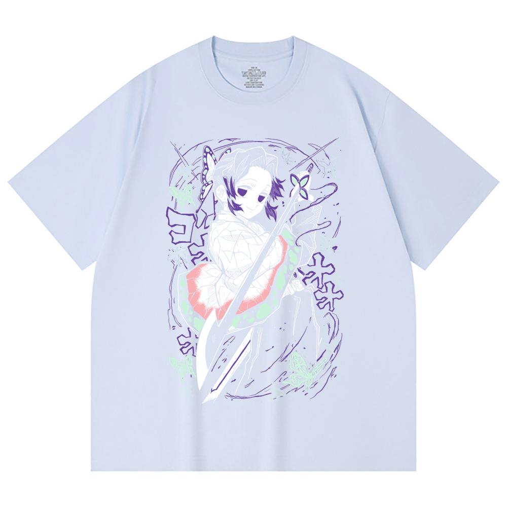 230 Gsm 100% Cotton Demon Slayer V44 Shibobu Print Unisex Heavy Cotton T Shirt