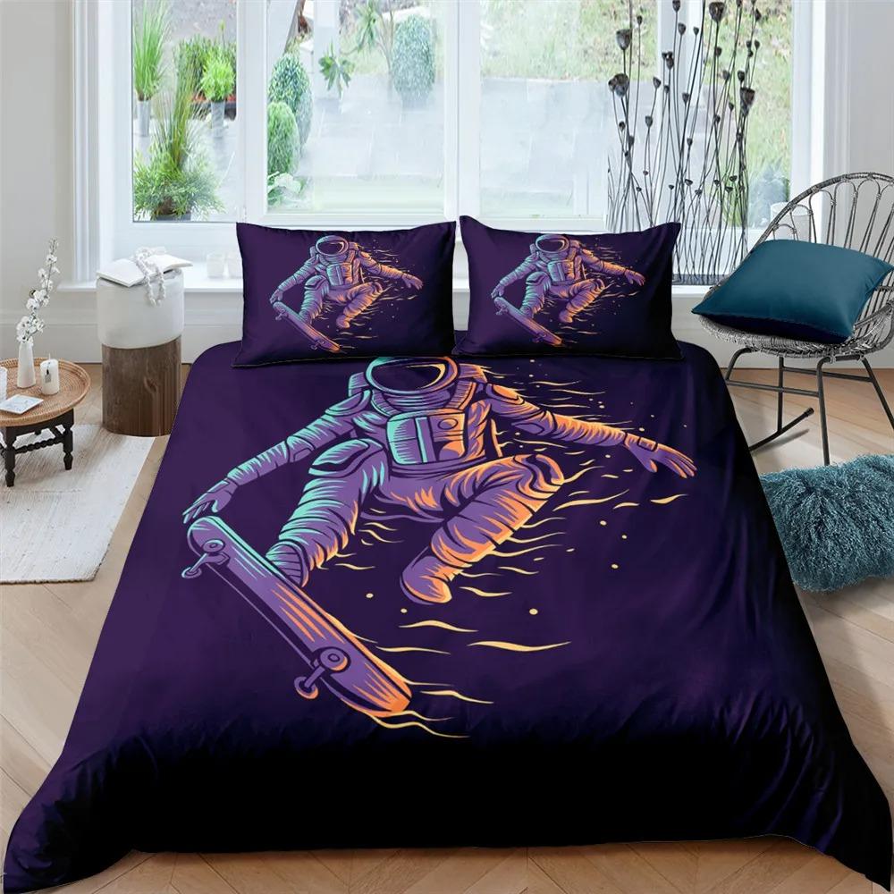 Cartoon Astronaut Outer Space Bedding Set Teens Boys Home 23 Piece Duvet Cover Set Pillowcase Single Twin King Quilt Cover Set