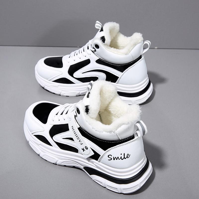 

High-top cotton shoes winter velvet thickened dad shoes student casual sports shoes large size one 35