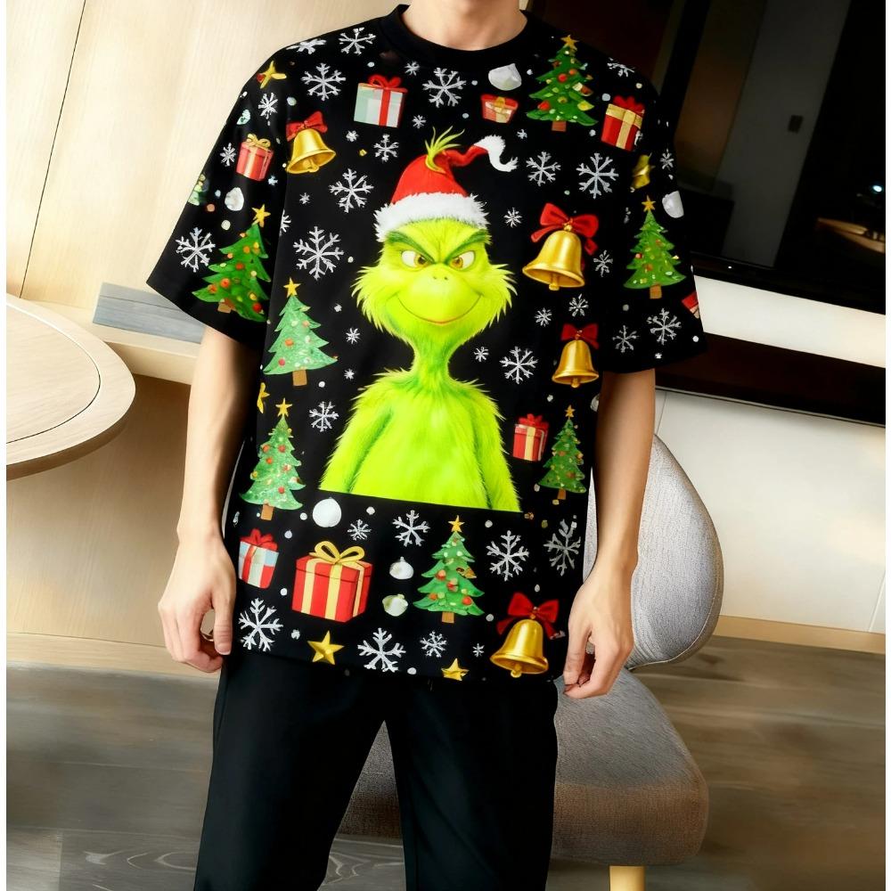 Vánoční kreslená zelená chlupatá příšera 3D tištěná pánská dámská trička s krátkým rukávem top dětské dívčí tričko ležérní pulovr