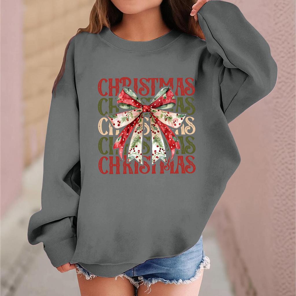 Children's Fashionable Casual Long-sleeved Loose Christmas Print Pullover Sweatshirt