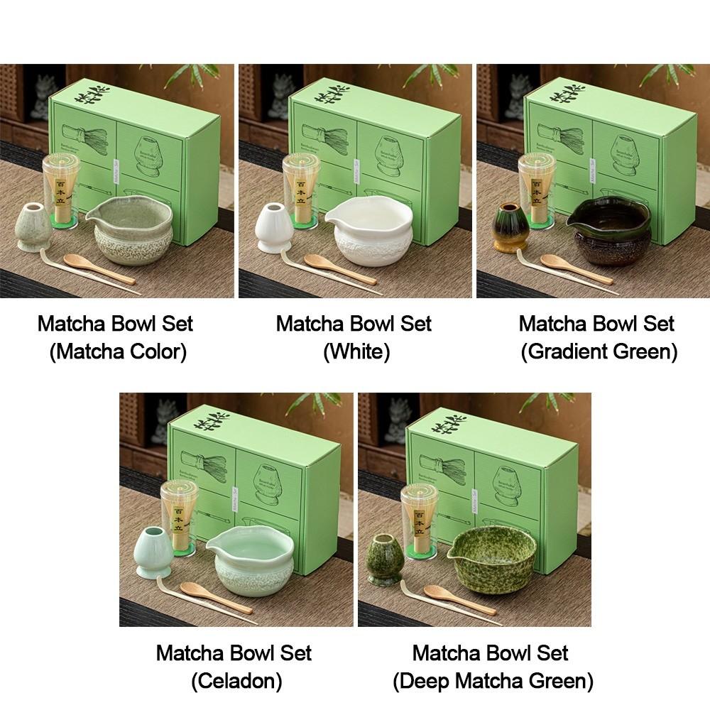 5PCS Ceramic Bamboo Japanese Matcha Tea Set Matcha Whisk Holder Matcha Bowl Matcha Whisk Set Reusable Tea Ceremony Accessories