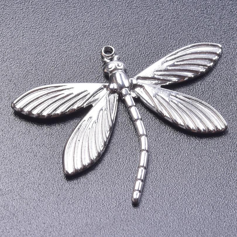 6pcs/Lot Insect Pendant Silver Color Stainless Steel Butterfly Charms For Jewelry Making Supplies DIY Necklace Earrings Pendants