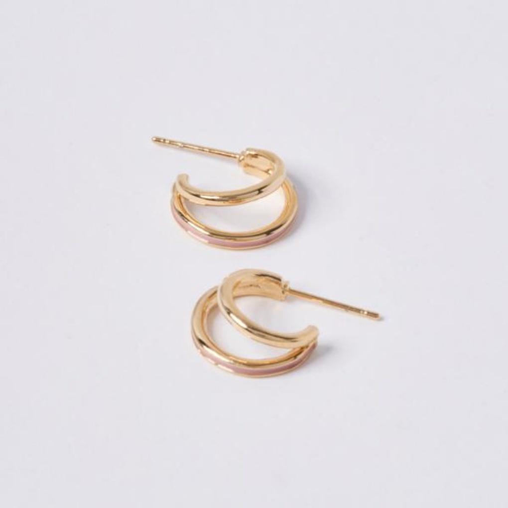 [POPTS] Pink Basic Double Ring Earrings OTE122527EYP