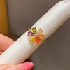 Blooming Zirconia Flower Adjustable Ring: 18K Gold-Plated Luxury Jewelry