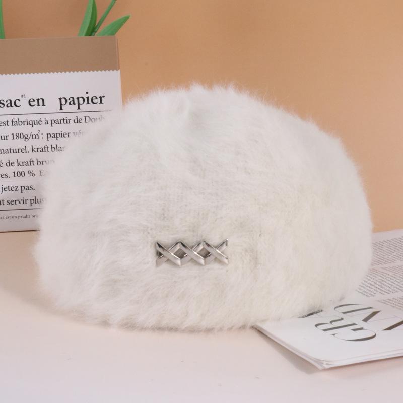 

Черный берет женский осенне-зимний универсальный шерстяной теплый для лица маленькая шляпа большой обхват головы бутон шляпа художника one size fits all белый