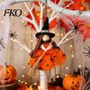 Hochwertige Halloween-Dekoration Hexe Puppe mit Besen, Kleine Hängende Figur Spukiger Tüllrock für Spukhaus, Tür Fenster