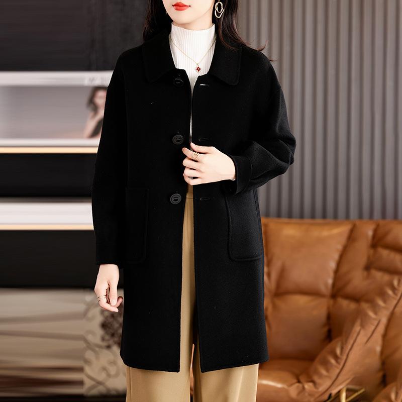 Red Design Double-sided Wool Coat Women's Autumn and Winter New Medium and Long Wool Coat