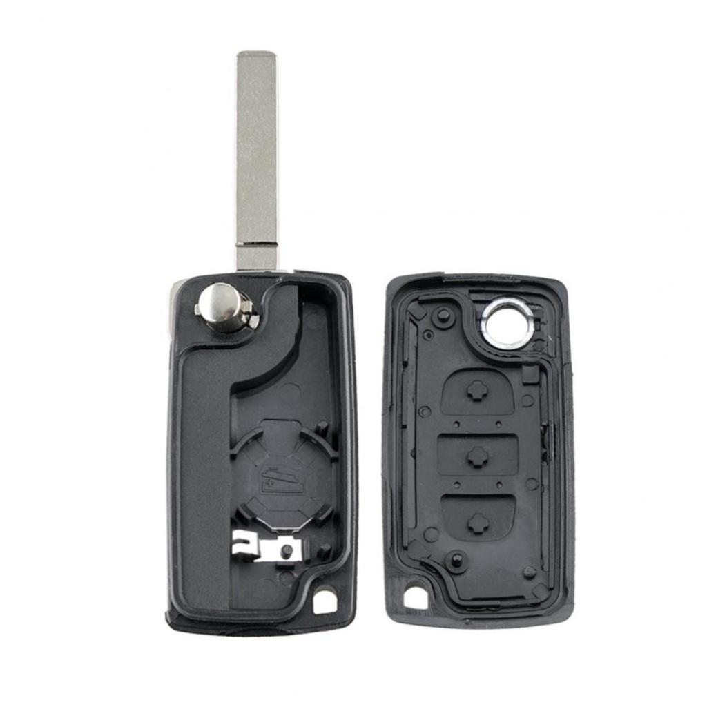 3 Button Flip Key Shell with Pre-Cut HU83 Blade CE0536 for Peugeot for Citroen No Electronics