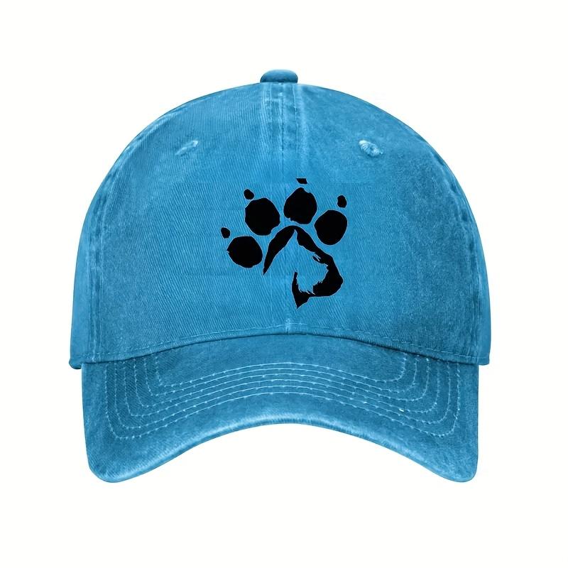 Dog Paw Print Silhouette Baseball Cap Cotton Adjustable Dog Owner Dad Hat Casual