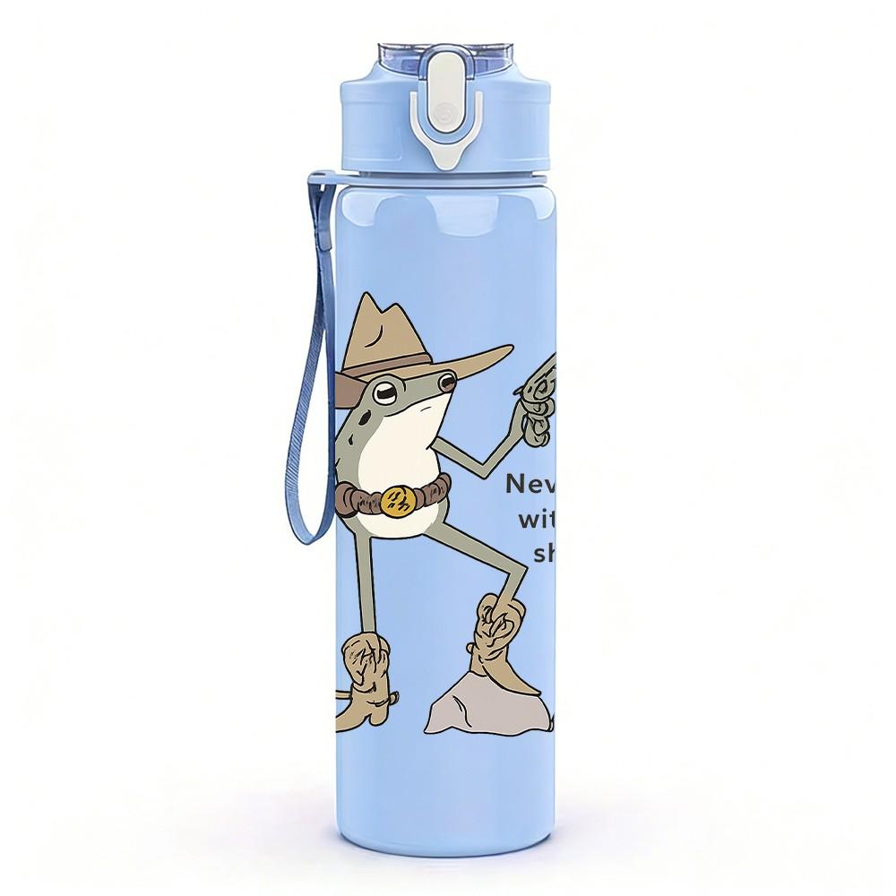 1PC Cowboy Skeleton Robot Art 750ml Color Plastic Sports Water Bottle Leakproof Flip Straw Lid Suitable for Sports Office Home Use
