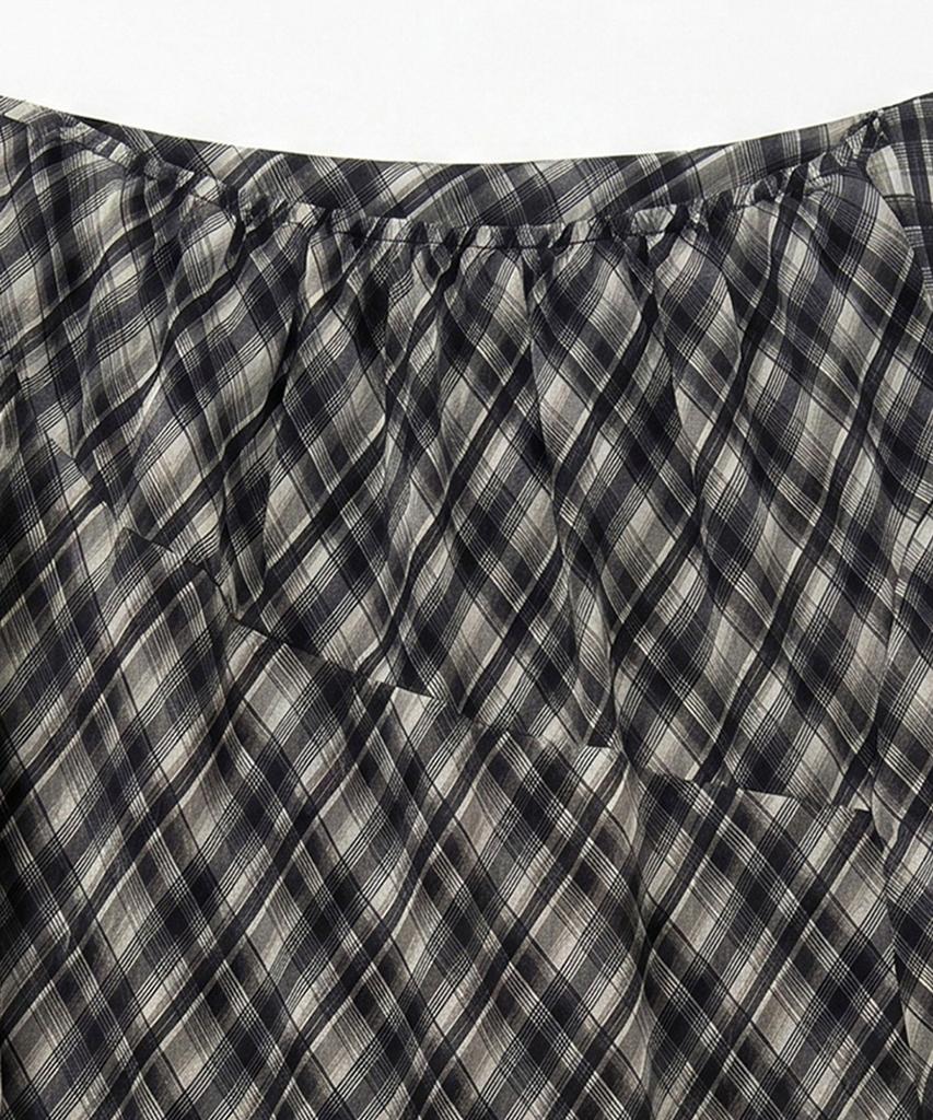 Eilubeu Check Midi Skirt Aasfsk104B