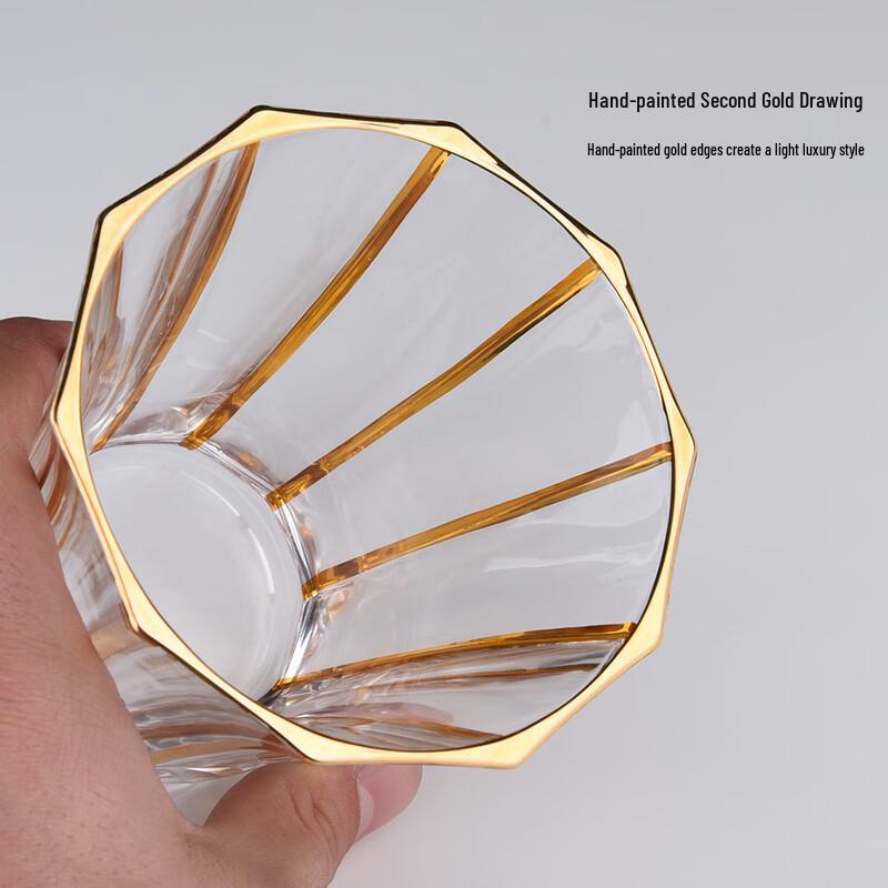 Crystal Whiskey & Beer Glass with Gold Line Design