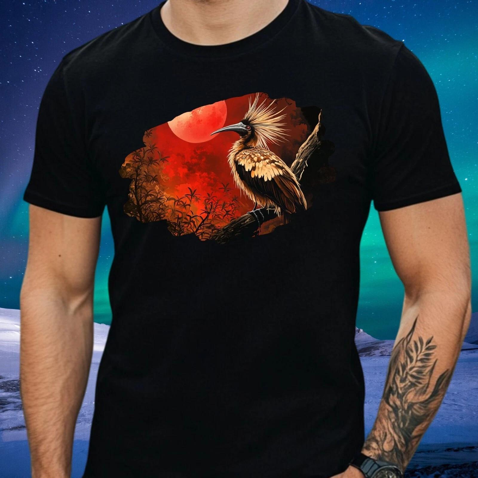 T-Shirt Herren Hoatzin Vogel Roter Mond Motiv Baumwolle Größe XS bis 5XL XXXL