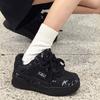 Destroy Aesthetics Splash Ink Series Street Small Black Shoes Hemp Rope Bread Shoes Versatile Board Shoes Couple Trendy Shoes