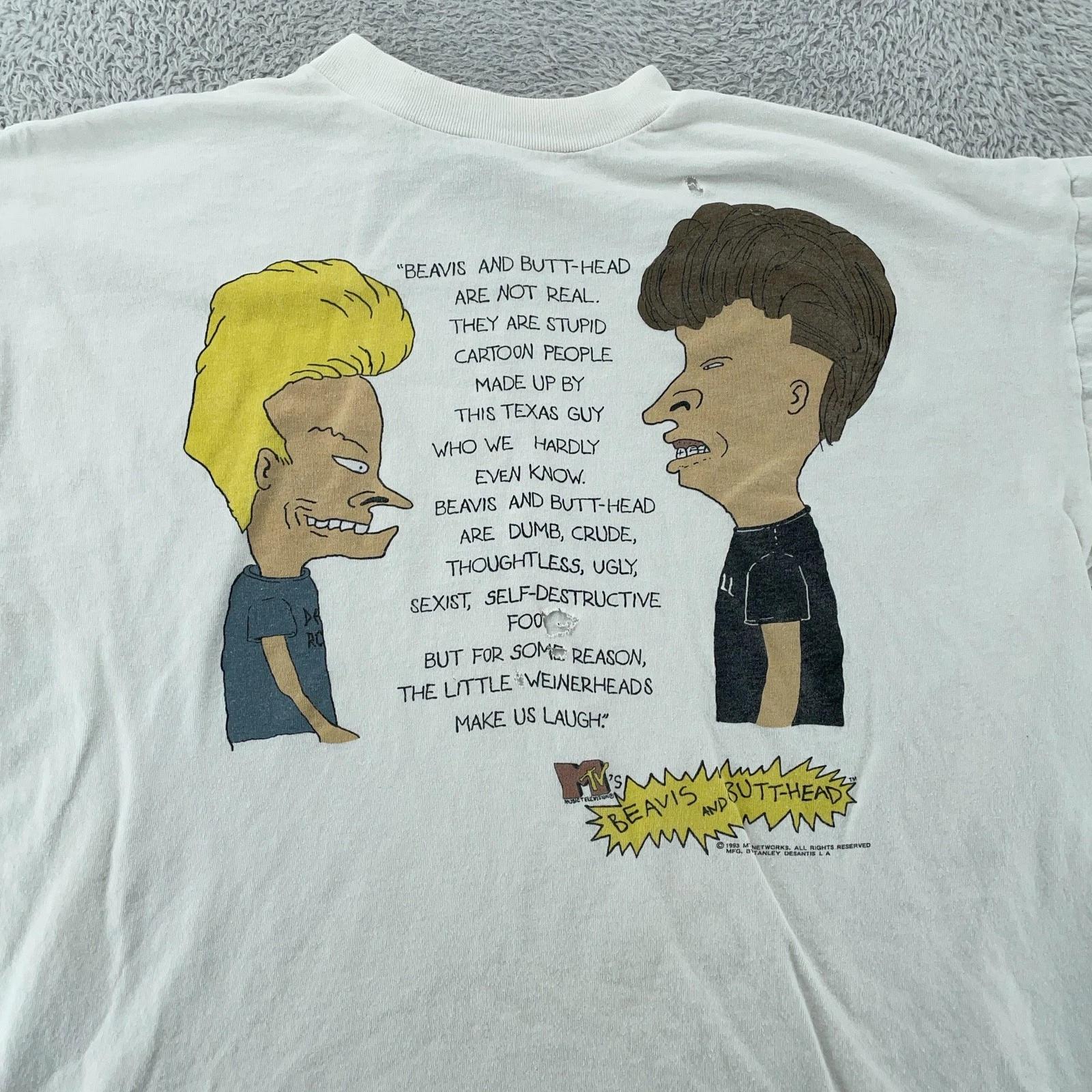 

Vintage 90s Beavis and Butt-Head Shirt BOXY L 1993 MTV Stanley Desantis Cartoon M