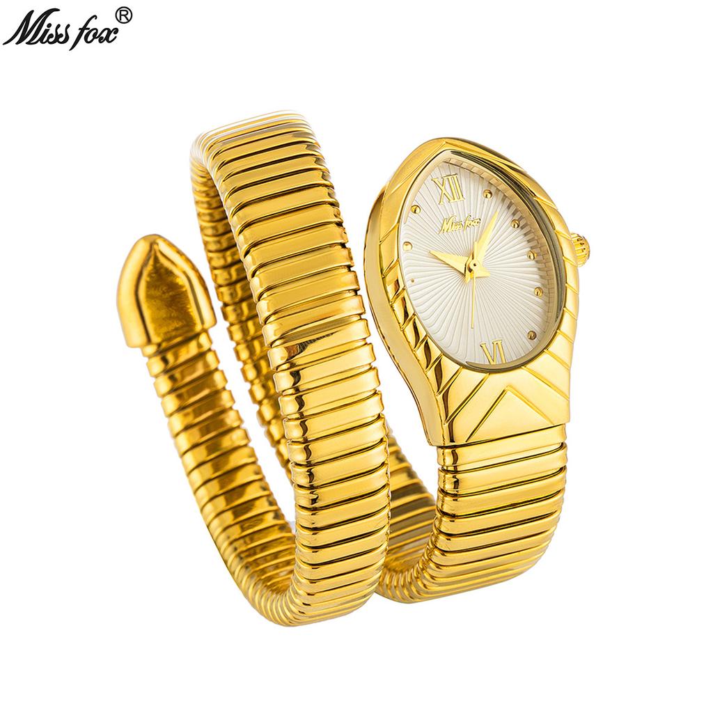 MISSFOX Women's Watches Quartz Snake Shape Simple Ladies Watch Fashion Unique Strap Waterproof Wristwatches