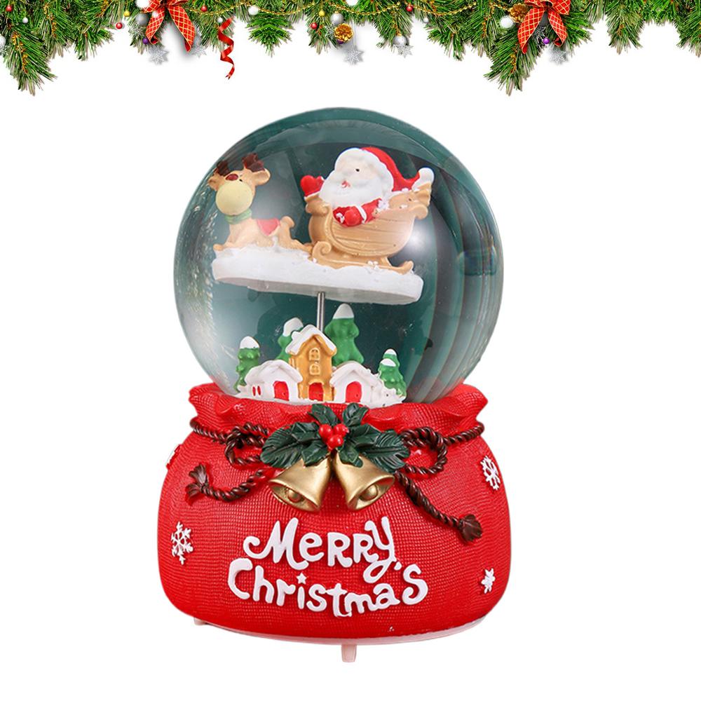 Luminous Music Box Holiday Desktop Ornaments Christmas Crystal Ball Music Box With LED Light For Holiday Desktop Ornaments