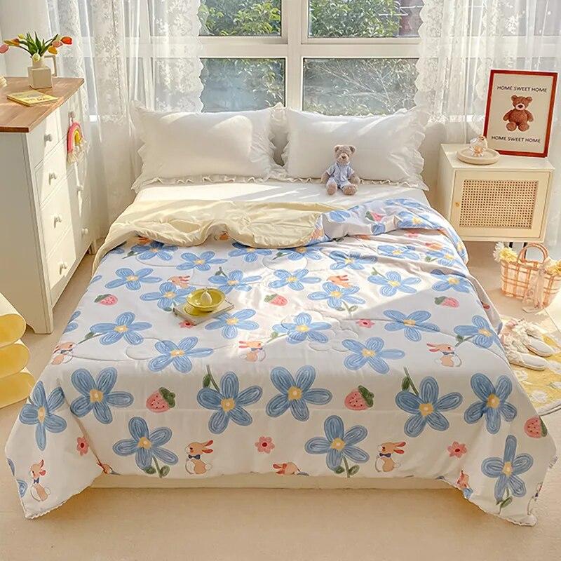 High Quality Summer Thin Blankets Air-conditioning Cool Comforter Single Double Bed Adults Kids Quilted Bedspread Bed Cover