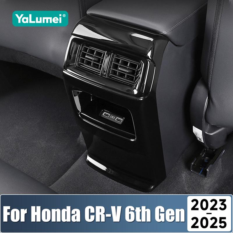 ABS Car Interior Rear Armrest Air Outlet Trim Panel Pad Anti Kick Cover Sticker For Honda CR-V CRV 6th Gen 2024 2025 Hybrid