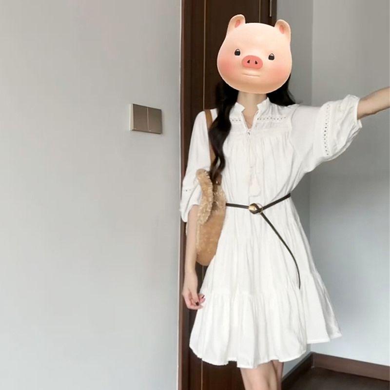 French Chic Summer A-line Shirt Dress for Women - Petite Fit, Elegant & Stylish S (80-96 lbs)