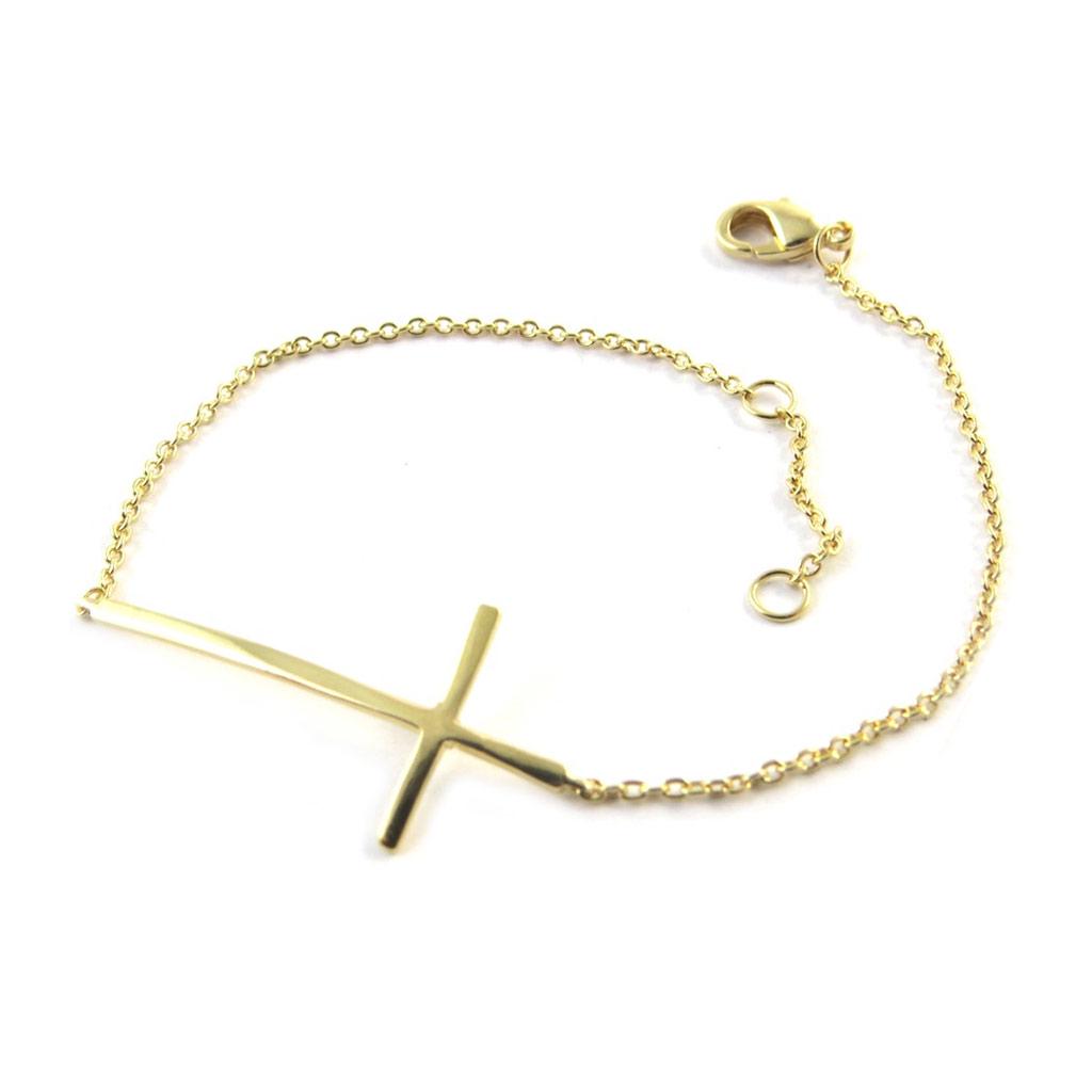 Les Trésors De Lily [N5370] - Gold Plated 'Cross' Bracelet