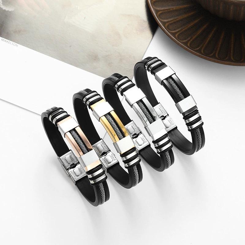 Men's Hip-Hop Titanium Steel & Silicone Bracelet