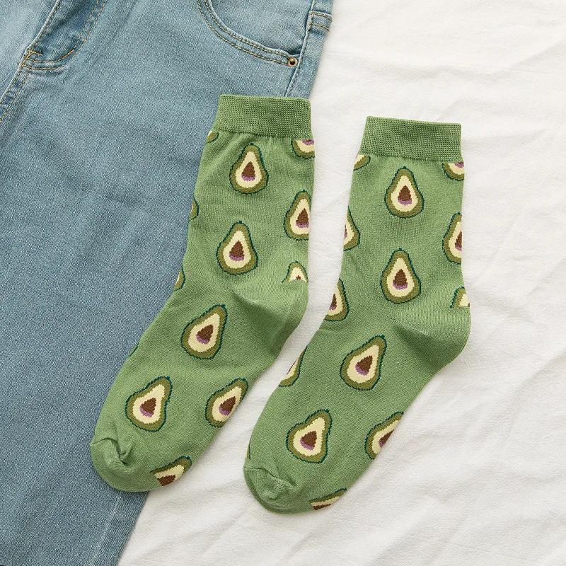 Women Socks Funny Cute Cartoon Fruits Banana Avocado Lemon  Food Happy colorful novelty skateboard Socks
