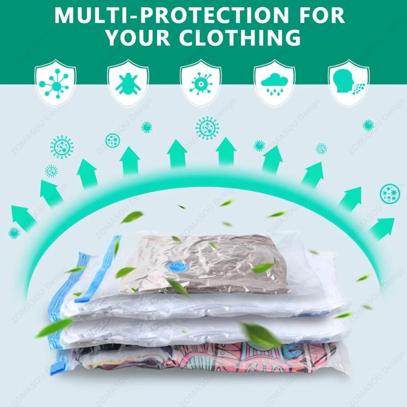 Space Saving Thickened Vacuum Seal Compression Bags Foldable Moisture Proof Storage Organizers For Household Clothes And Quilts