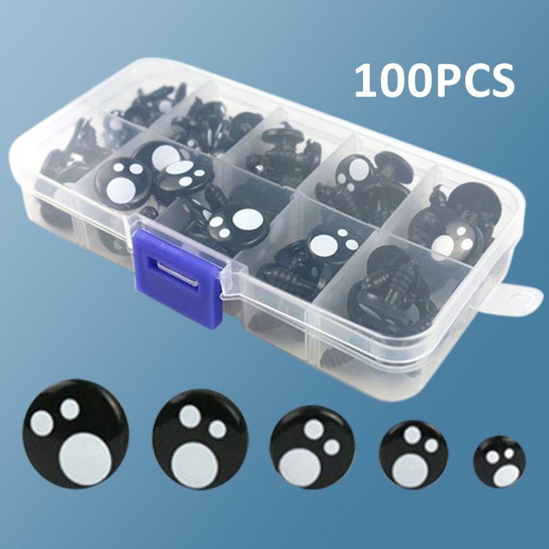

796-100 шт DIY Craft Eyes Nos Sets Eyeball Doll Accessories Пластиковые цветные безопасные глаза и носы для кукольных поделок DIY Making Tools