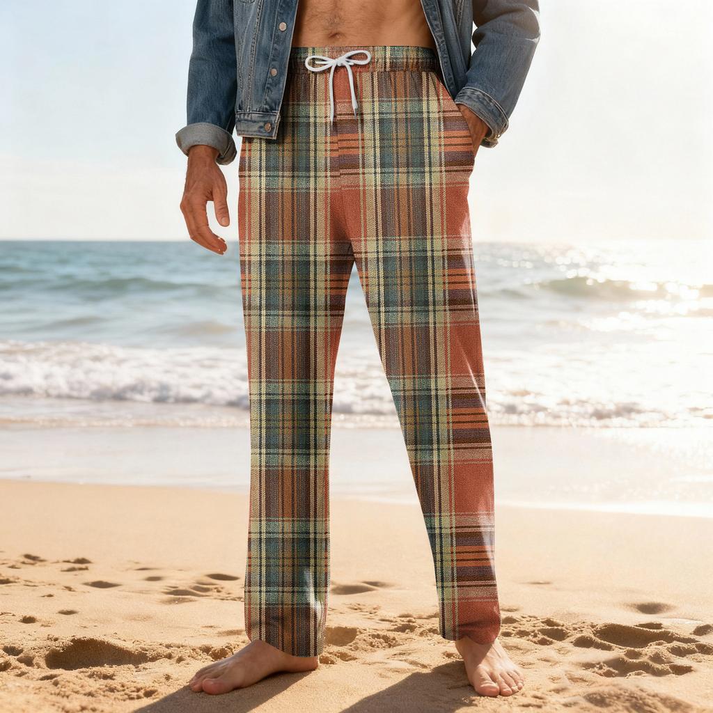 Pánské domácí měkké pyžamové kalhoty se stahovací šňůrkou s kapsami Sportovní kalhoty pro volný čas