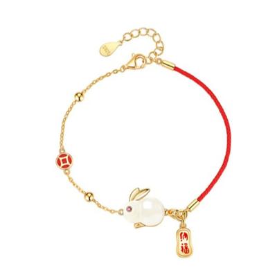 Bracelet cordon rouge Année du Lapin Fuzi bijoux pour femmes